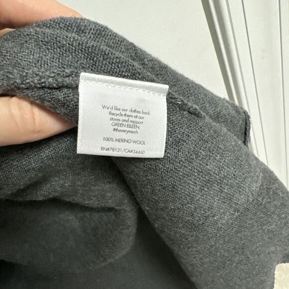 NEW Eileen Fisher Ultra Fine Merino Straight Long Cardigan Black size L $318 - Picture 4 of 4